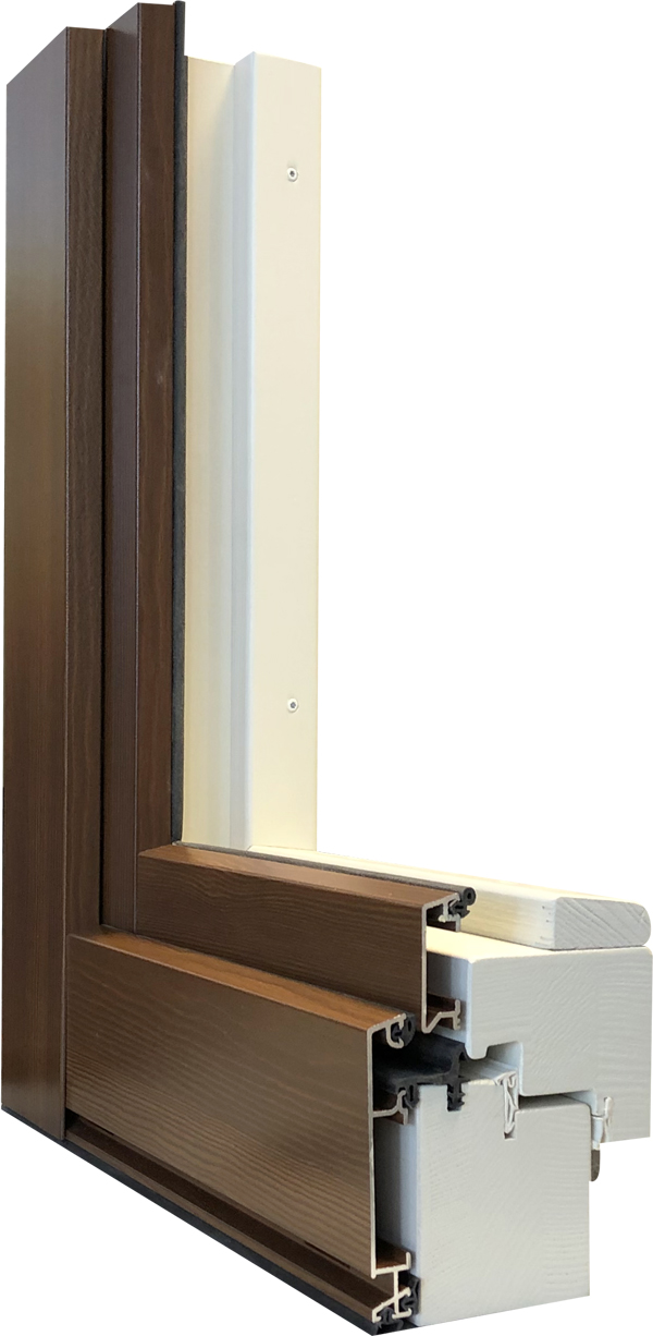 sezione finestra in legno-alluminio